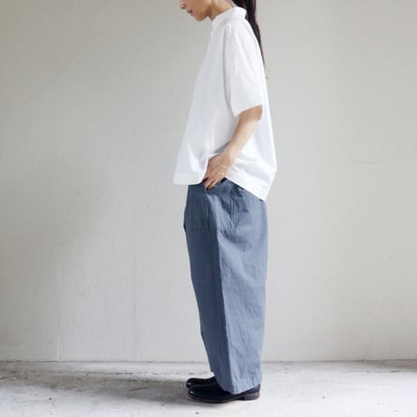 **再入荷**　homspun ホームスパン　バルキーシーチング薄手ギャザーパンツ　#ブルー、グレー、ピンク
