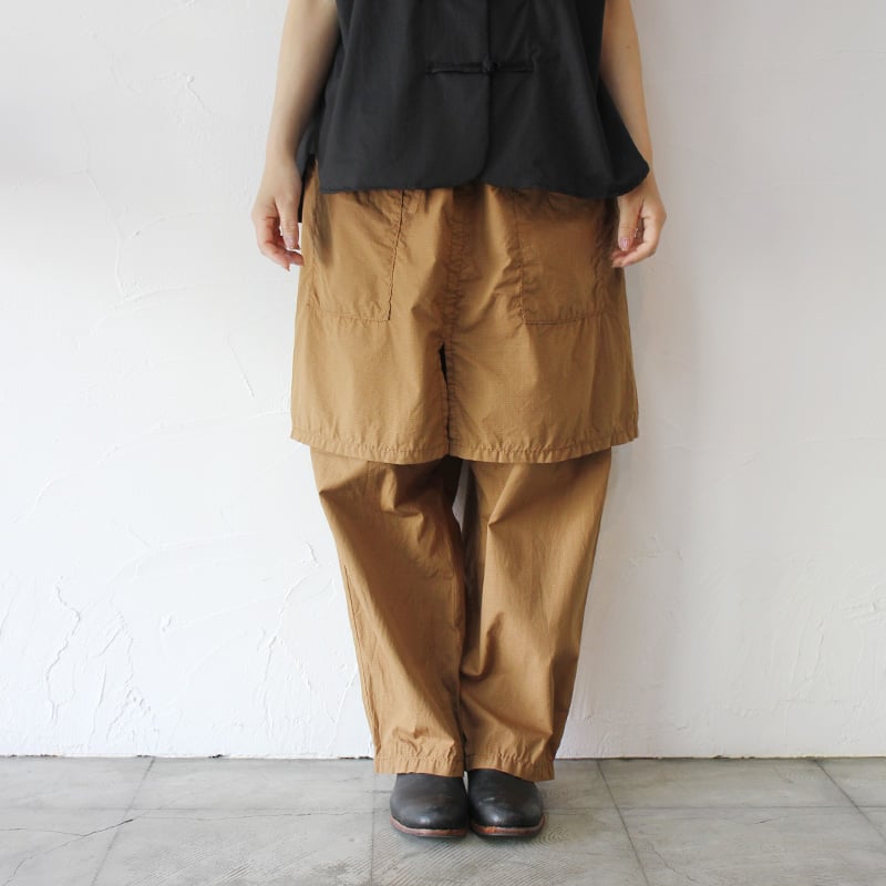 homspun ホームスパン コットンミニチェックスカート付きパンツ