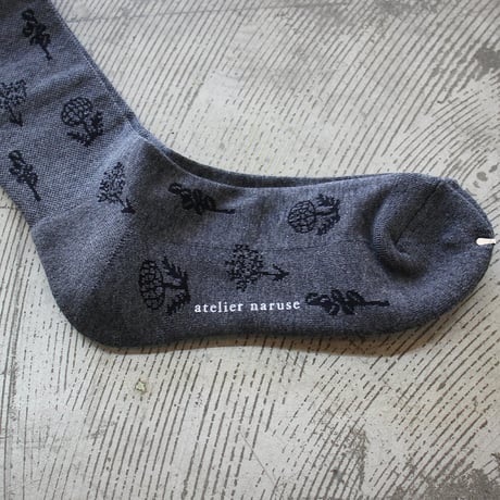 atelier naruse アトリエナルセ　cotton wool ～monotone flower～ compression socks　コットンウール着圧ソックス