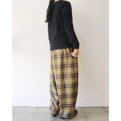 **またまた再入荷** homspun ホームスパン　ウールタータンギャザーパンツ　#ベージュｘサックス、チャコールグレーｘレッド