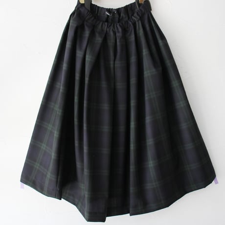 **再入荷** TRAVAIL MANUEL トラバイユマニュアル　ウールトロチェックタックフレアスカート　#ブラックウォッチ