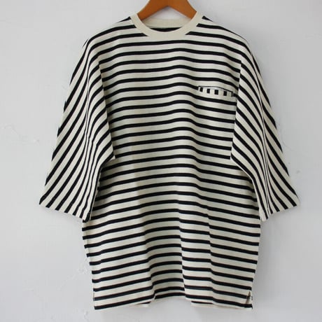 Tigre Brocante ティグルブロカンテ　バスクボーダーストールマン5分袖Tシャツ　＃生成りｘブラック　【送料無料】