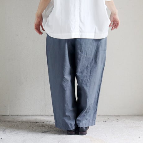 **再入荷**　homspun ホームスパン　バルキーシーチング薄手ギャザーパンツ　#ブルー、グレー、ピンク