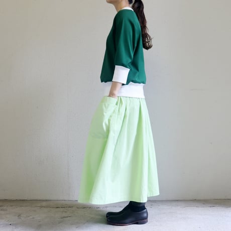 amne アンヌ　GIZA3/4crew　ギザコットン7分袖クルーネック　#イエロー、グリーン、ブラック
