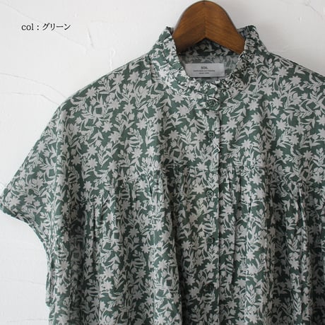 soil ソイル　80s VOILE TWO TONE FLOWER PRINT FRILL COLLAR FRENCH/SL SHIRT 【送料無料】