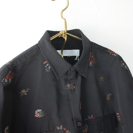 ASEEDONCLOUD アシードンクラウド　Butterfly garden jacquard Recreation shirt　#ブラック　【送料無料】