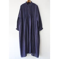maison de soil メゾンドソイル　フリルカラーピンタックワンピース　#NAVY x BROWN CHECK　【送料無料】