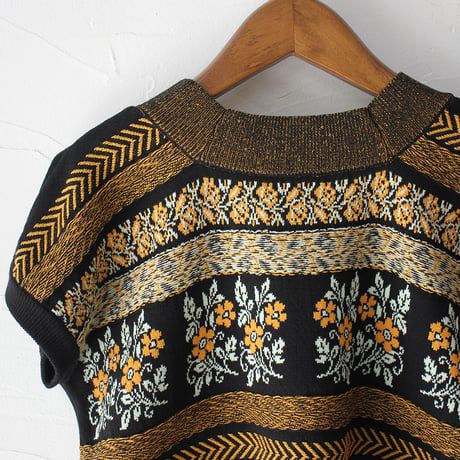 ASEEDONCLOUD アシードンクラウド　Flower Jacquard Knit Blouse #オフ白、ブラック　【送料無料】