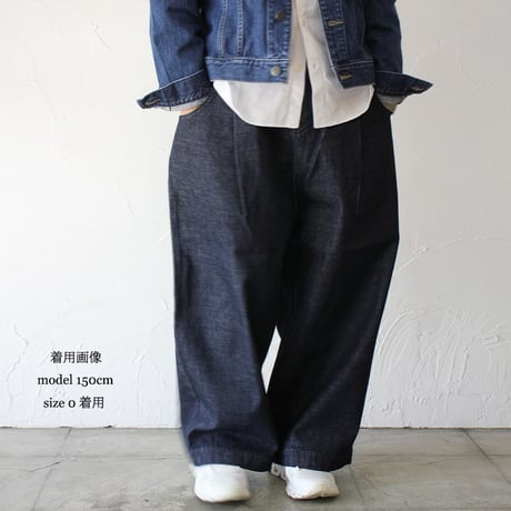 **再入荷** atelier naruse アトリエナルセ　コットンデニムタックパンツ　cotton denim tuck pants　#インディゴ
