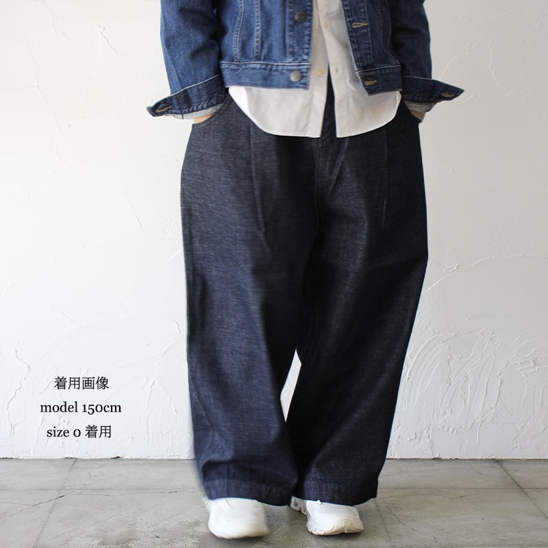 アトリエナルセ コットンデニム タックパンツ size0 atelier naruse アトリエナルセ / コットンデニムタックパンツ