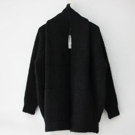 homspun ホームスパン　片畦編みカーディガン＆マフラー　#キャメル、ブラック　【送料無料】