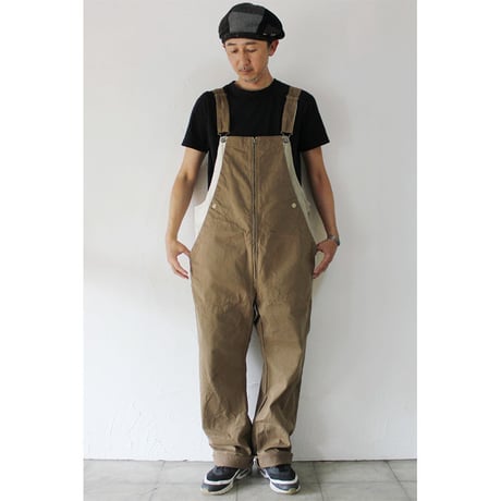 FUNSET OF ART ファンセットオブアート　シャトルチノフィッシャーマンオーバーオール　♯カーキベージュ　【送料無料】