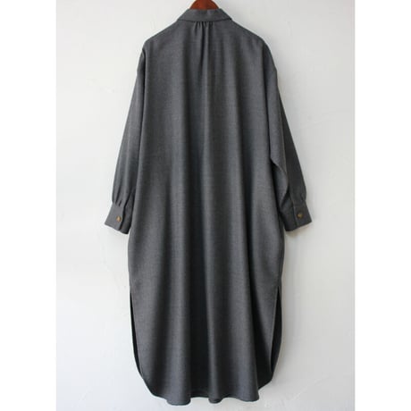 atelier naruse アトリエナルセ　wool saxony long shirt　ウールサキソニーロングシャツ　#グレイ、ブラック　【送料無料】