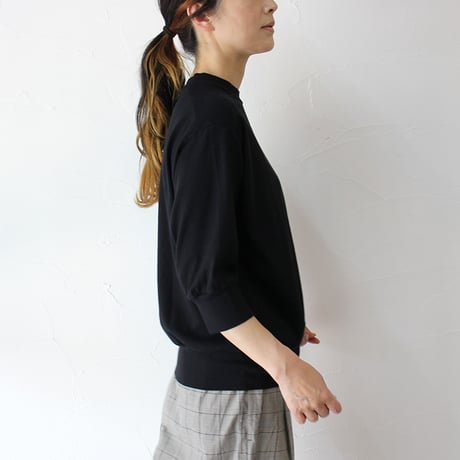 **再入荷** homspun ホームスパン　40/2天竺6分袖プルオーバー　#サラシ、アイスブルー、グレープ、ブラック、キナリ