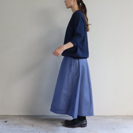 homspun ホームスパン　水玉プリントラップフレアスカート #ブラック、ブルー