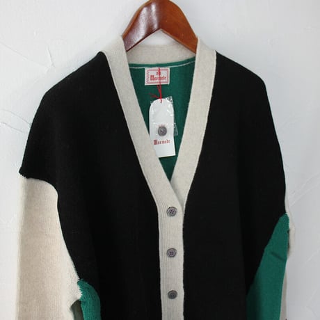 **再入荷**　mao made マオメイド　ウールクレイジーパターンカーディガン　#ブラック、ネイビー、レッド