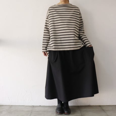 **再入荷** sasanqua by trees サザンカバイツリース　高密度ポプリンアシメレイヤーポケットスカート　#アイボリー、カーキ、ブラック