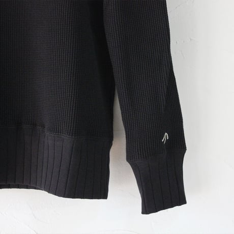 Nigel Cabourn ナイジェルケーボン タートルネックBIGワッフルロングスリーブ　#ブラック　【送料無料】