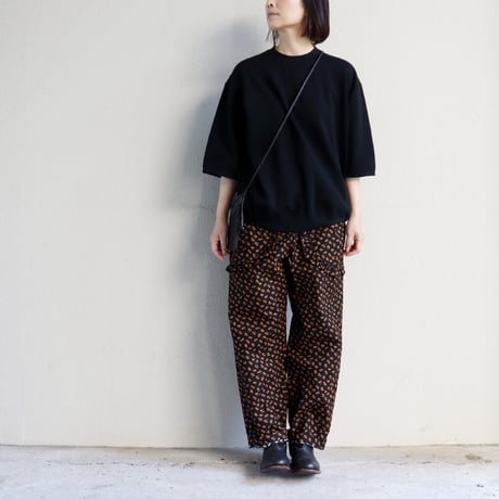 amne アンヌ　MINI TERRY half sleeve crew ミニテリー半袖クルーネック　#ブラック