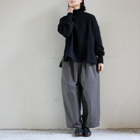 **再入荷** LinenYa リネンヤ　コーデュラ天日干しワッシャータックワイドパンツ　#チャコールグレー 【送料無料】