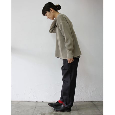 homspun ホームスパン　スーピマコットン畦編みプルオーバーセーター　#ライトカーキ、ネイビー