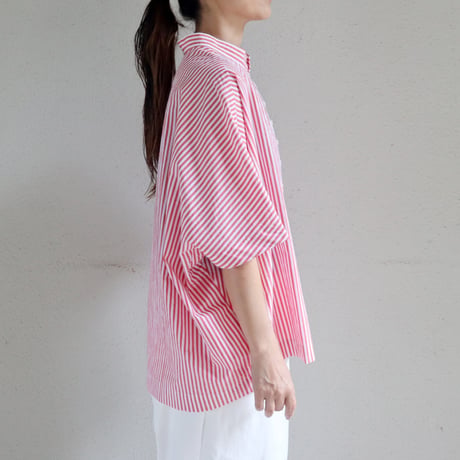 **またまたまた再入荷** LinenYa リネンヤ　近江タンブラーヘンリーネックブラウス　#ブラック、ネイビー、ベージュ、レッド