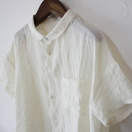 **またまたまた再入荷** LinenYa リネンヤ　リネン丸襟ブラウス　#ブラック、ホワイト