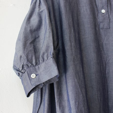 **再入荷**LinenYa リネンヤ　テンセルリネンスタンドカラーワンピース　#シャンブレー