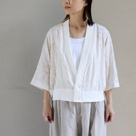ARTE POVERA アルテポーヴェラ　インドジャガード8分袖カーディガン　#キナリ