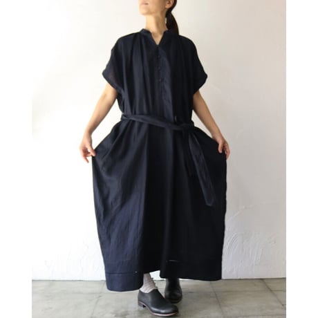 ASEEDONCLOUD アシードンクラウド　Antique linen Jiyusou smock dress #インディゴ　【送料無料】