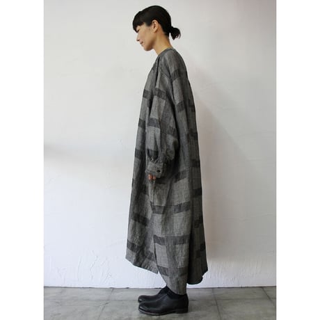 Brocante ブロカント　綿麻グレンチェックシャンブルワンピース　#ブラックチェック【送料無料】