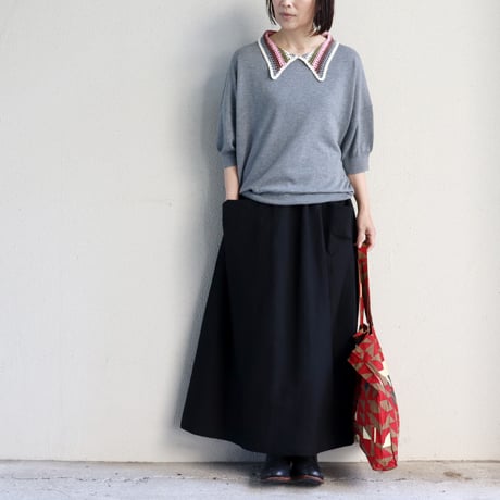 atelier naruse アトリエナルセ　cotton crochet collar knit　コットン クロシェカラー 半袖ニット