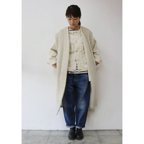 ARTE POVERA アルテポーヴェラ　リサイクルウールパイルロングベスト　#生成りベージュ、ライトグレー