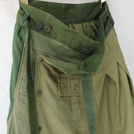 ARTE POVERA アルテポーヴェラ RE-ARMEEシャツMIXアシンメトリースカート　#オリーブMIX　【送料無料】