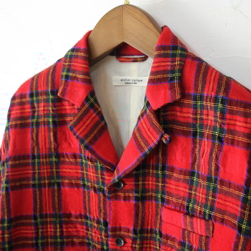 アトリエナルセノーカラーチェックジャケット atelier naruse アトリエナルセノーカラーチェックジャケット atelier naruse