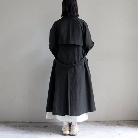 MAGALI マガリ　コットンリネンアンティークキャンバストレンチコート　#ブラック