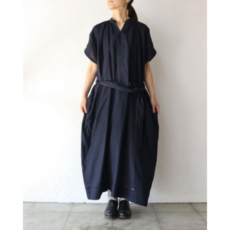 ASEEDONCLOUD アシードンクラウド　Antique linen Jiyusou smock dress #インディゴ　【送料無料】
