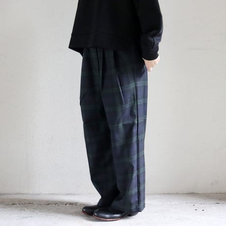TRAVAIL MANUEL トラバイユマニュアル　ウールトロチェック2タックトラウザーズ　#ブラックウォッチ