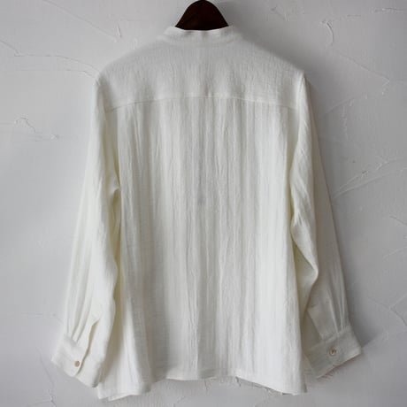 atelier naruse アトリエナルセ　linen tweed band-collar shirt　リネンツイードバンドカラーシャツ