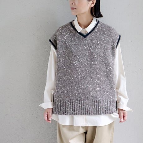 homspun ホームスパン　ナチュラルネップベスト　#ブラウン