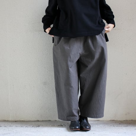 **再入荷** LinenYa リネンヤ　コーデュラ天日干しワッシャータックワイドパンツ　#チャコールグレー 【送料無料】