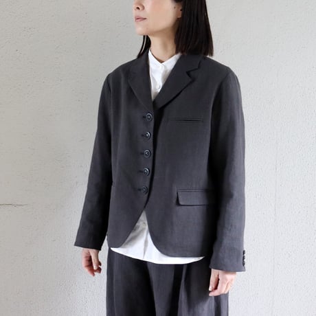 **再入荷** atelier naruse アトリエナルセ　リネンテーラードジャケット　linen tailored jacket　#ベイジュ、チャコール