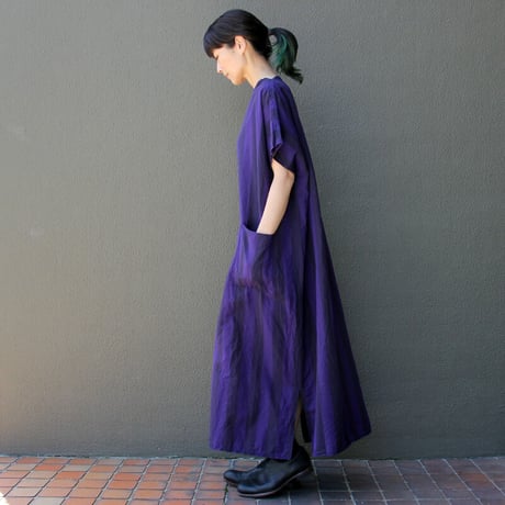 **またまた再入荷** homspun ホームスパン　コットンリネン太ストライプBIGワンピース