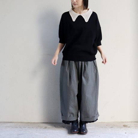 atelier naruse アトリエナルセ　cotton crochet collar knit　コットン クロシェカラー 半袖ニット