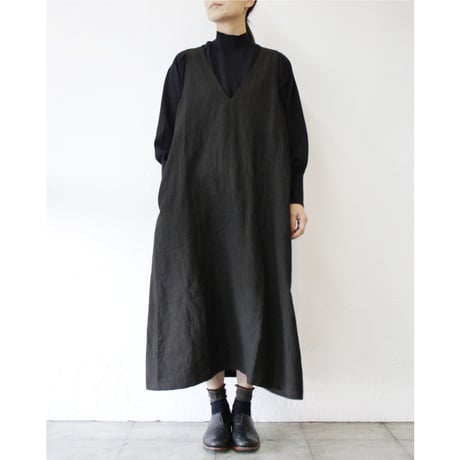 **またまたまた再入荷** LinenYa リネンヤ　リネンジャンパースカート　#ネイビー、ブラック　【送料無料】