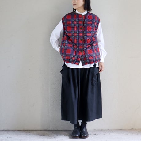 maomade マオメイド　キルトリバーシブルベスト　#グリーンチェック、レッドチェック　【送料無料】