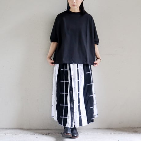 ARTE POVERA アルテポーヴェラ　ストライプMIXギャザースカート　#ホワイトｘブラックMIX