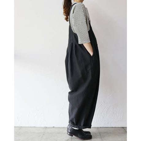 Brocante ブロカント　綿麻バックサテンバロンサロペット Ballon salopette #ベージュ、オリーブ、ブラック