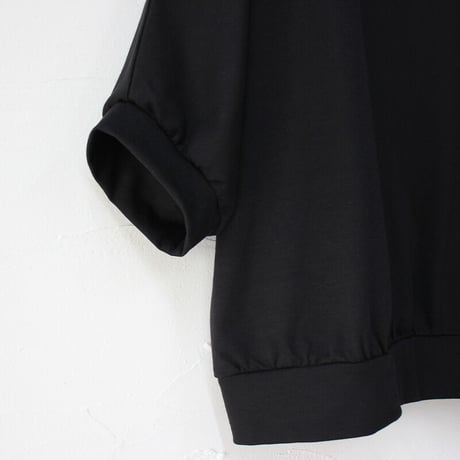 **またまた再入荷** Linenya リネンヤ　コットンシルク天竺5分袖ハイネックプルオーバー　#ブラック、ネイビー、オールドブルー、ベージュ