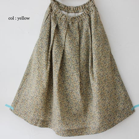 **再々入荷＆新色** LinenYa リネンヤ Liberty"EVIE ROSE"タックスカート　#ベージュ、レッド